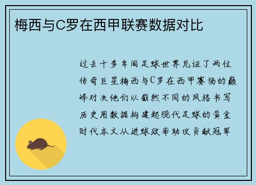 梅西与C罗在西甲联赛数据对比